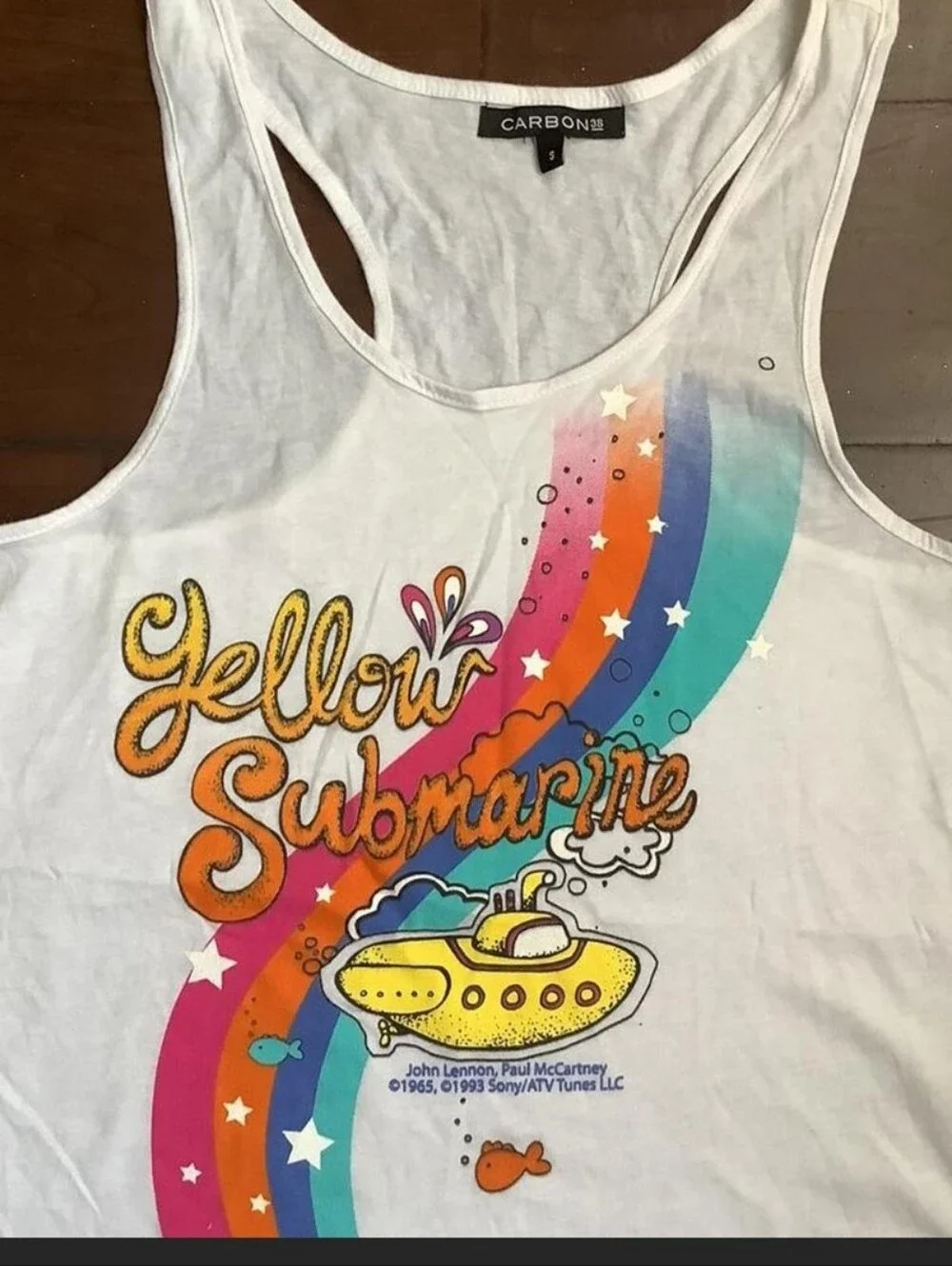 Carbon 38 Women's The Beatles Yellow Submarine White Tank Top | Sz S M